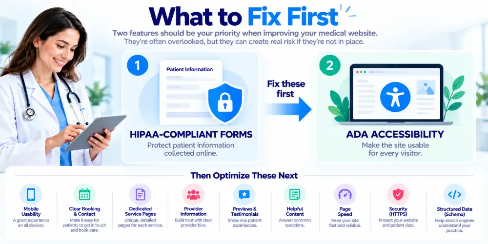 Medical Website Priorities Infographic