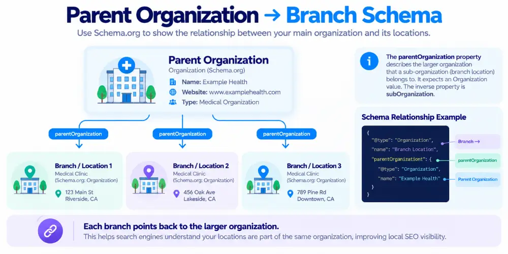 Parent Organization to Branch Schema Infographic