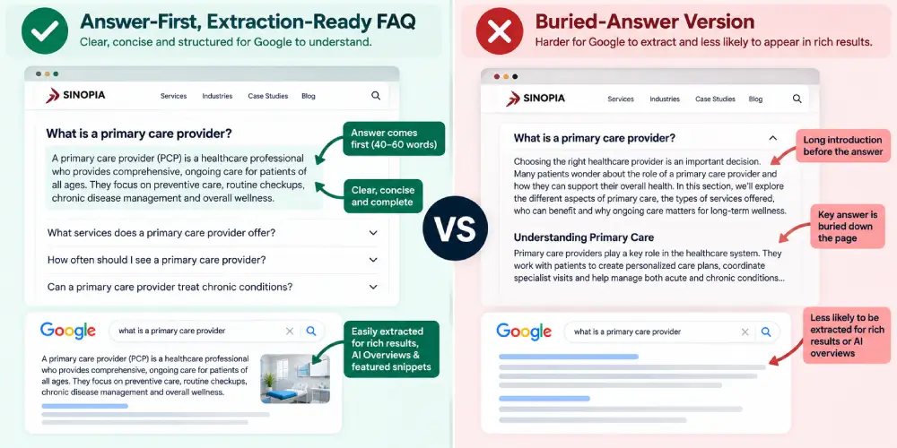 Answer-First FAQ vs Buried Answer